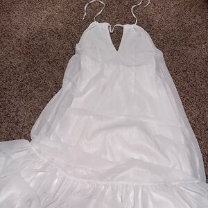 White tie backless halter dress